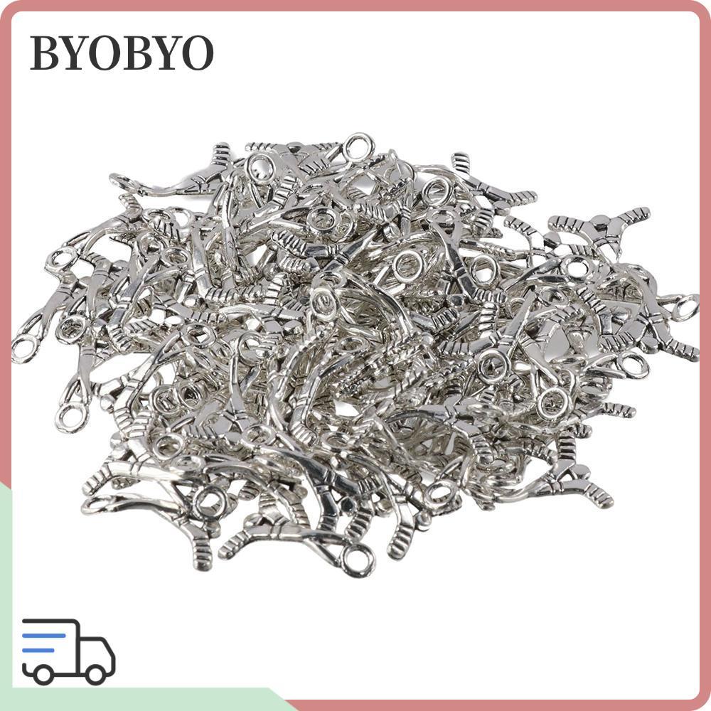 BYOBYO 100 ชิ้นกีฬา, ลูกเงินฮ็อกกี้น้ําแข็ง, สร้อยคอโลหะผสม Field Hockey เครื่องประดับทํา