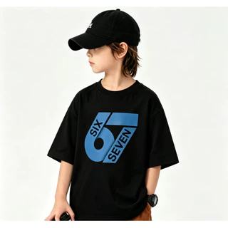 เสื้อยืดเด็ก ลายการ์ตูนรุ่น 67 ทรงหลวม คอกลมแขนสั้น เสื้อฤดูร้อนระบายอากาศได้ดี ใส่ได้ทั้งเด็กชายและเด็กหญิง