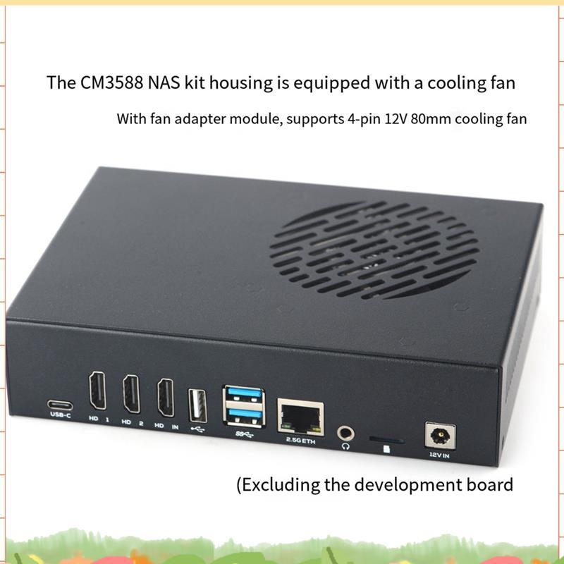 CM3588 NAS ชุดโลหะอลูมิเนียมสําหรับ RK3588 CPU Board Coolling พัดลม RTC แบตเตอรี่ฮีทซิงค์ 4-Pin 12V 