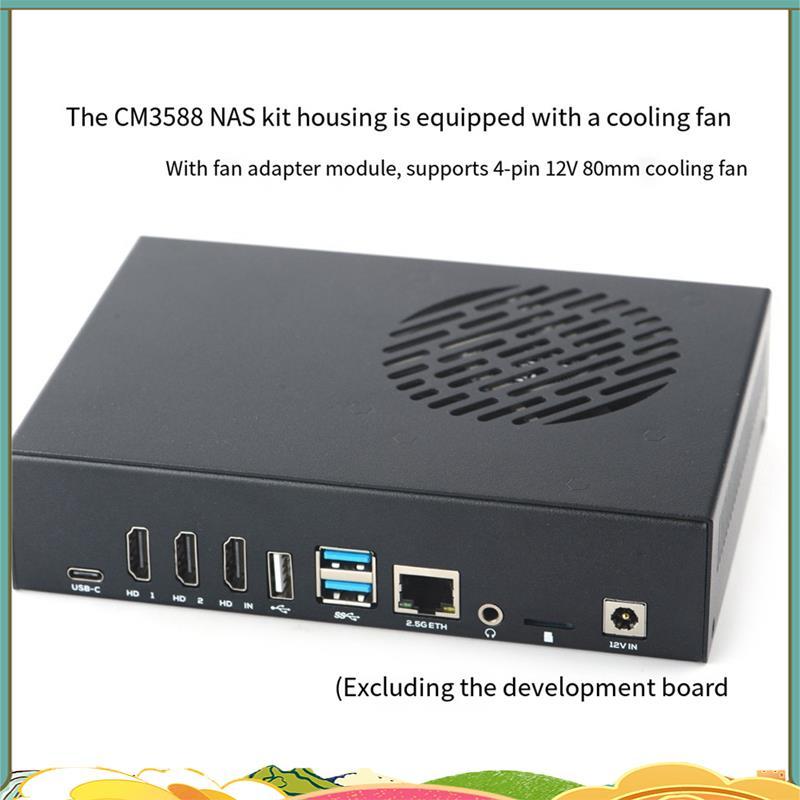 CM3588 NAS ชุดโลหะอลูมิเนียมสําหรับ RK3588 CPU Board Coolling พัดลม RTC แบตเตอรี่ฮีทซิงค์ 4-Pin 12V 