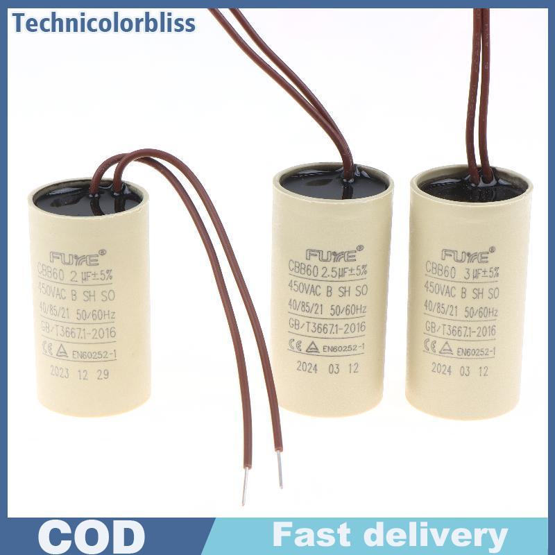 Tcbs ปั๊มน้ําตัวเก็บประจุ CBB60 2uF 25uF 3uF สําหรับแขวนเตาผิงมอเตอร์สิ่งแวดล้อมปลอดภัยทนทานส่วนประก