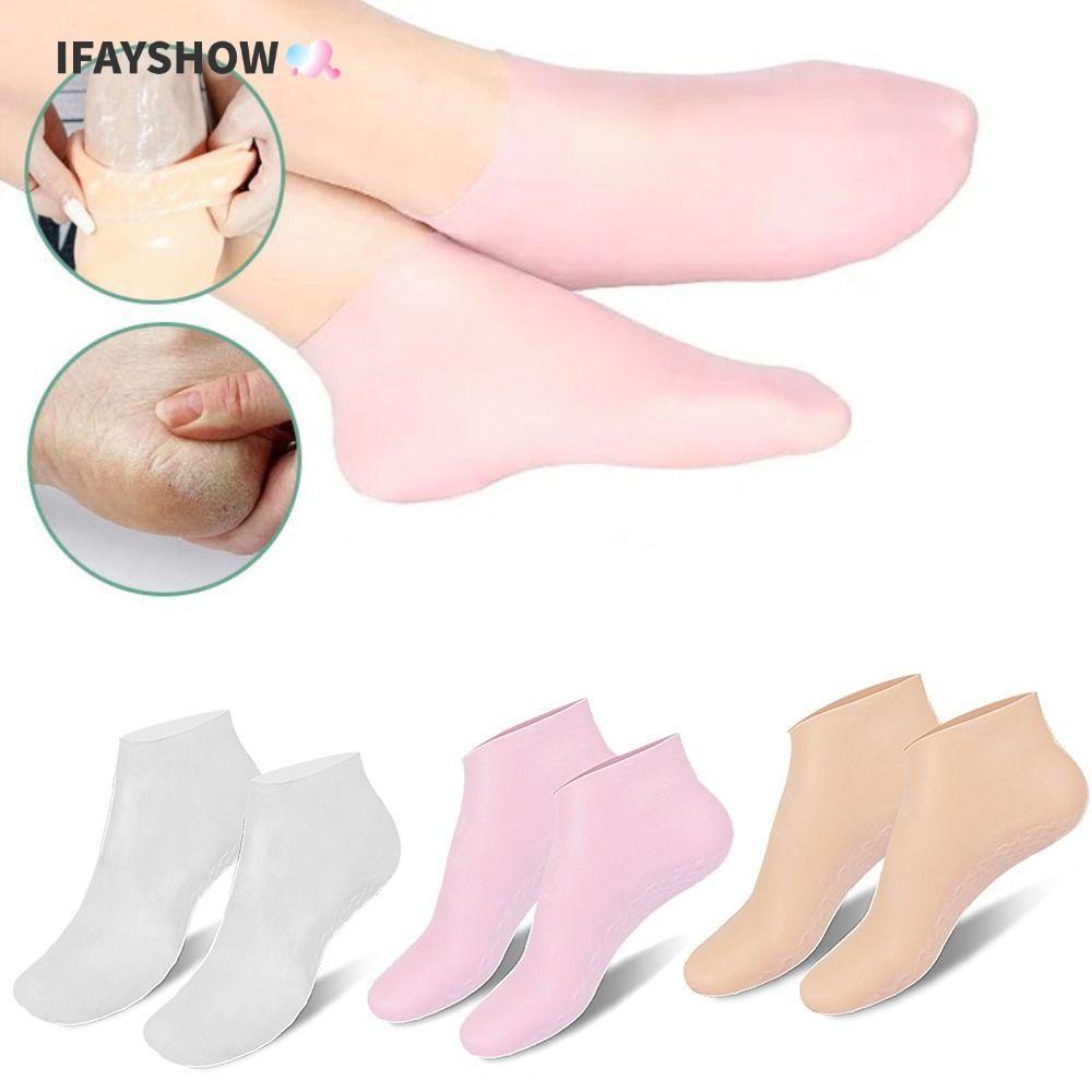 IFAYSHOW ซิลิโคนถุงเท้าให้ความชุ่มชื้น, Dead Skin ลบ Protector ลบ Dead Skin Foot Care ถุงเท้า, Anti Cracking Reusable Pain Relief Foot Spa ถุงเท้า Pedicure Foot Spa