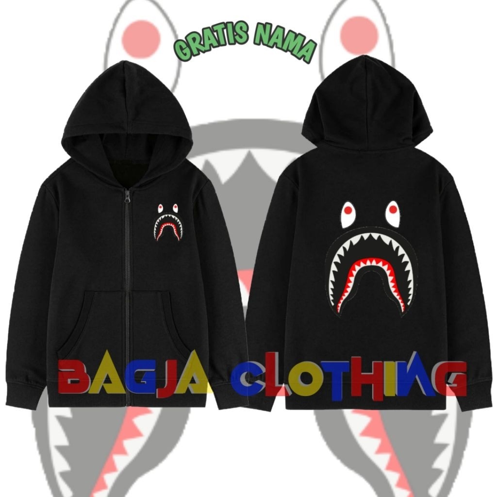 NEW🥥 Bape Shark Boys Girls Zipper Hoodie Jacket