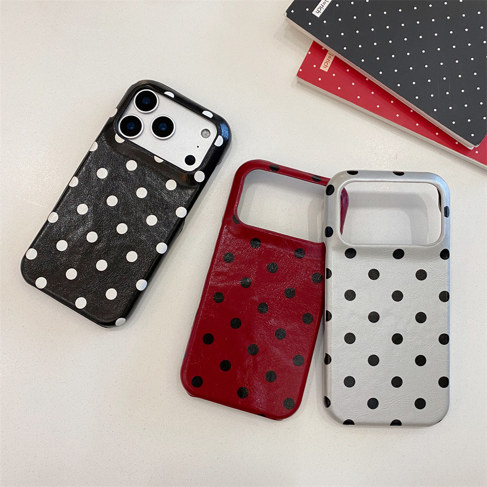 ลายหนังระดับไฮเอนด์ลายจุดสีเหมาะสําหรับเคสโทรศัพท์ iPhone 15 iPhone 16 Pro Max รุ่นใหม่ 15 Pro ป้องกันการล่มสลาย 17 Pro Max สาวหัวใจเรียบง่ายรวมทุกอย่างเปลือกแข็ง