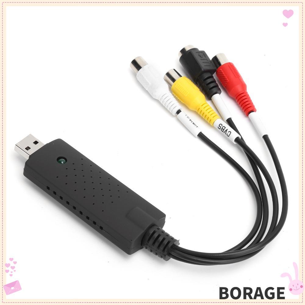 BORAG Audio Video Converter,แบบพกพาUSB 2.0 Video Capture Card,สีดํา Plug and Play USB Video Converte