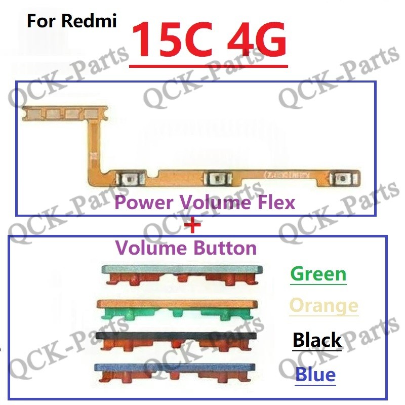 สําหรับ Redmi 15C 4G ปุ่มปรับระดับเสียงสายไฟ Flex Cable พร้อม ON OFF ด้านข้าง Key Output Ribbon Repair Part เปลี่ยนการติดตั้งโทรศัพท์