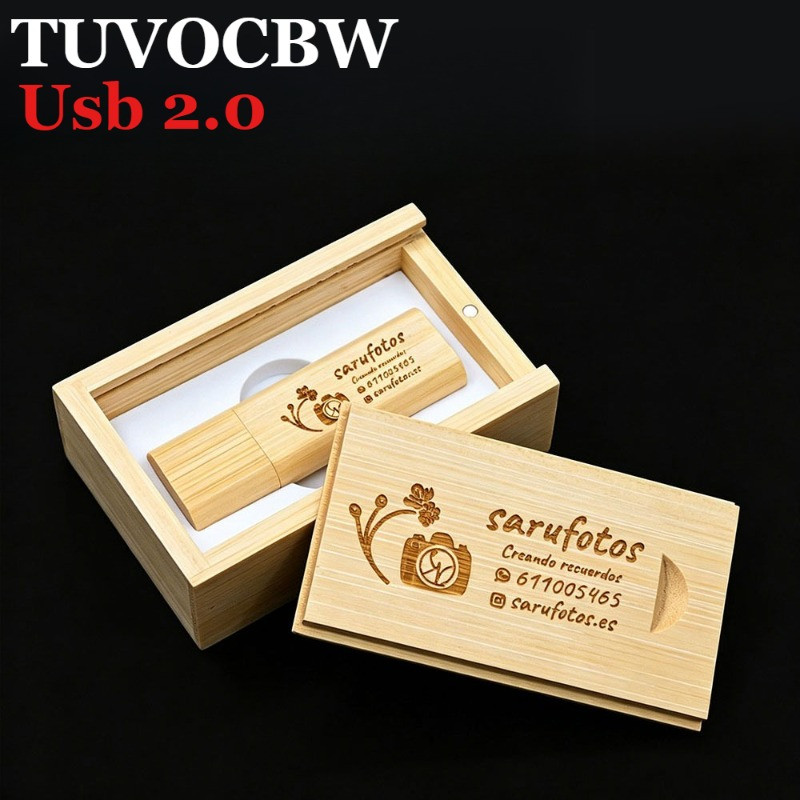 ไม้ USB 2.0 แฟลชไดรฟ์ 4GB 8GB พร้อมกล่อง Memory stick 16GB 32GB 64GB Creative งานแต่งงานของขวัญปากกาไดรฟ์