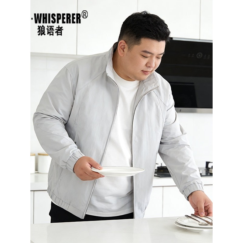 Men Men Men Stand Collar Casual Jacket Plus Fat Plus Size Fatty Spring Autumn Jacket Fatty Men Jacke