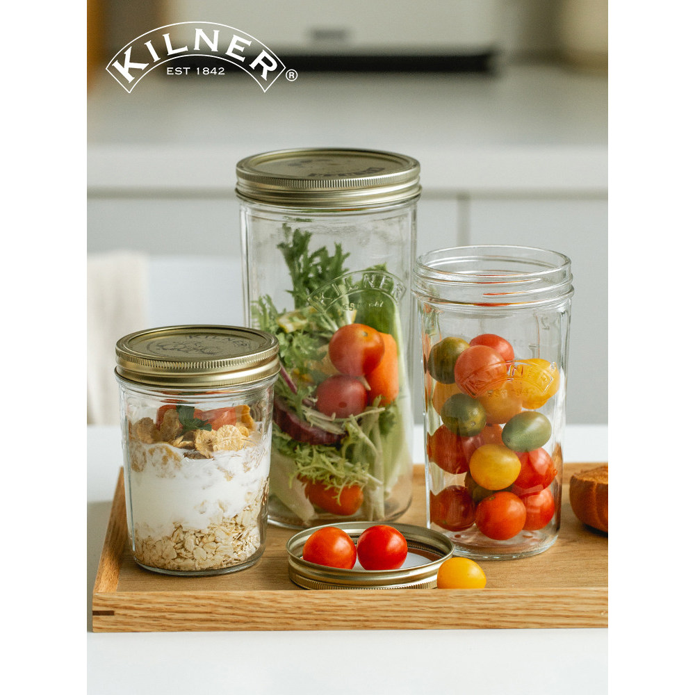 เตาเผาอังกฤษ Mason Cup Storage Oatmeal Multigrain Snack Storage สลัดผลไม้แก้วใสปิดผนึก Jar