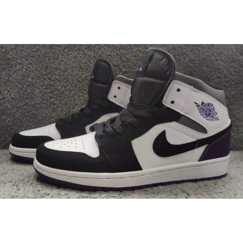 I6TU FBVP JordanAir Jordan 1 หนังเทียม Mid Shock Absorption รองเท้าผ้าใบทนต่อการสึกหรอ High-Top รองเ