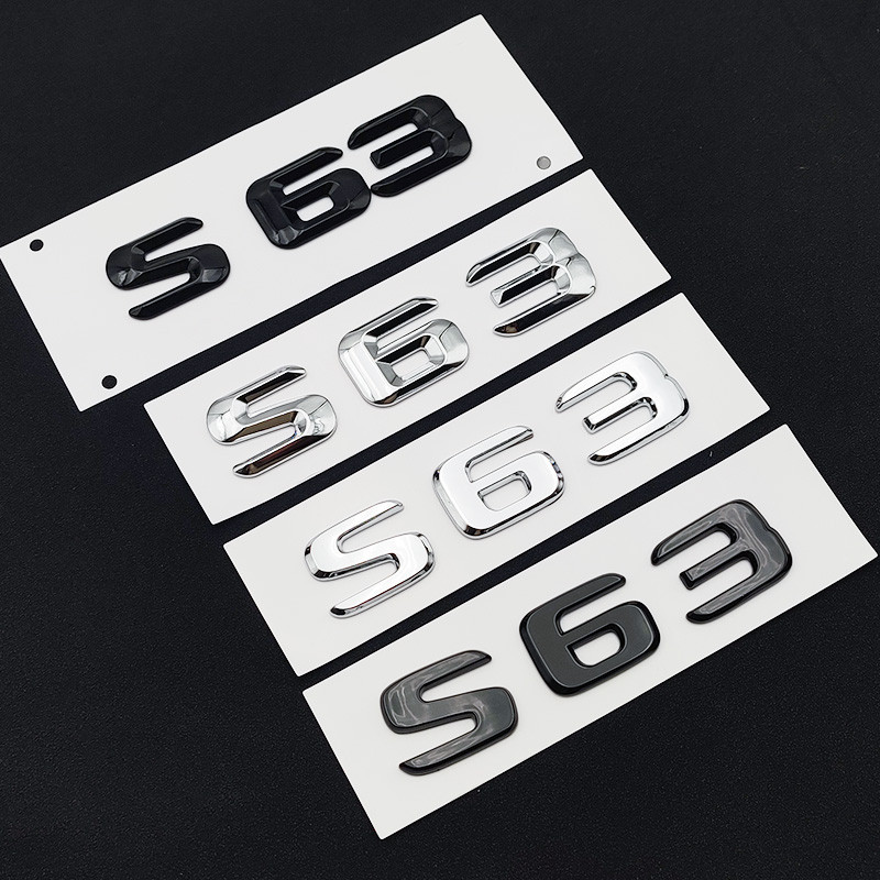 3D ABS Chrome S 63 โลโก้ S63 สัญลักษณ์ตัวอักษรสติกเกอร์รถ Trunk Badge Decal สําหรับ S63 C217 อุปกรณ์