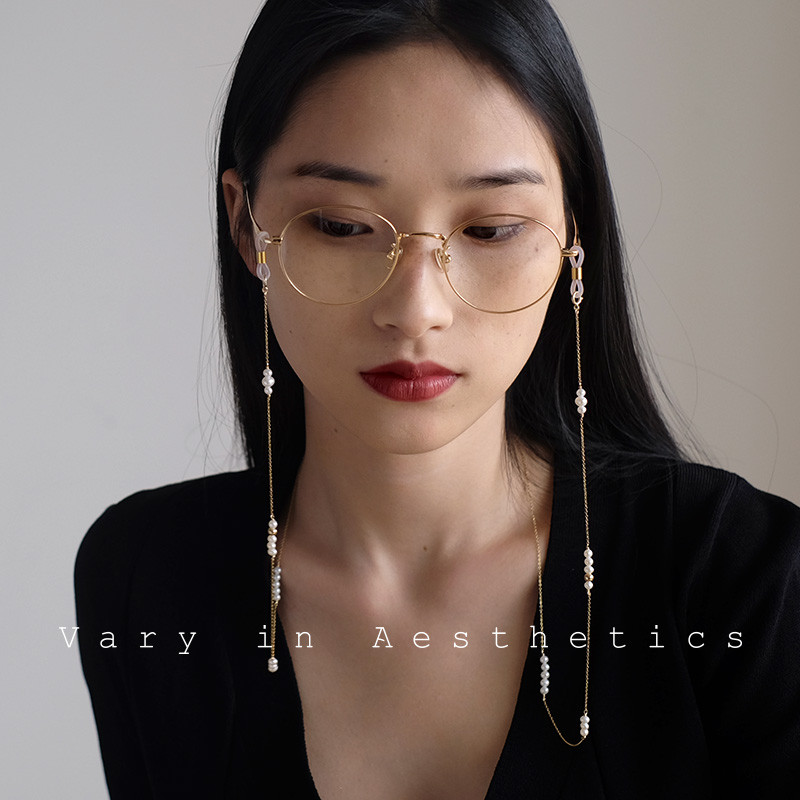 VIA ผ่านธรรมชาติ Pearl Halter คอหรูหรา Retro แฟชั่น ins สไตล์ใหม่อินเทรนด์แว่นตาเชือกแว่นตาหญิง Non-