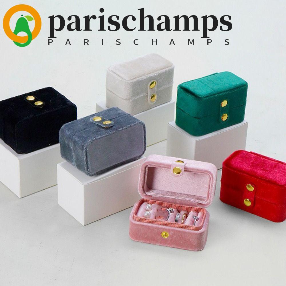 PARISCHAMPS Mini Ring Storage Box, Ear Studs Case Jewlery Organizer กล่องแหวนกํามะหยี่, Simple Retro