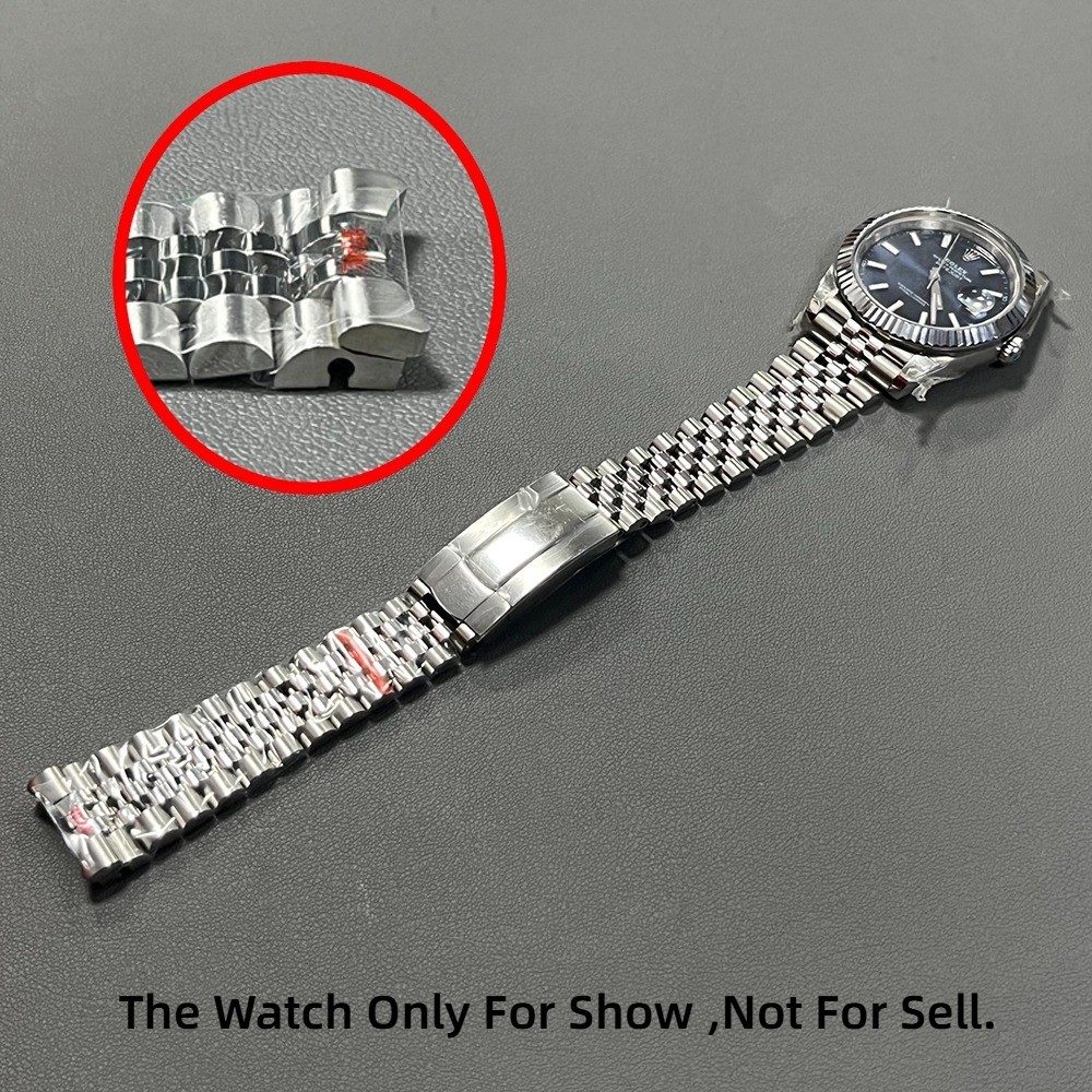 สําหรับ Rolex Datejust 41 มม 126334 สร้อยข้อมือสายนาฬิกา Jubilee เหล็กสีเงินขนาด 21 มม.