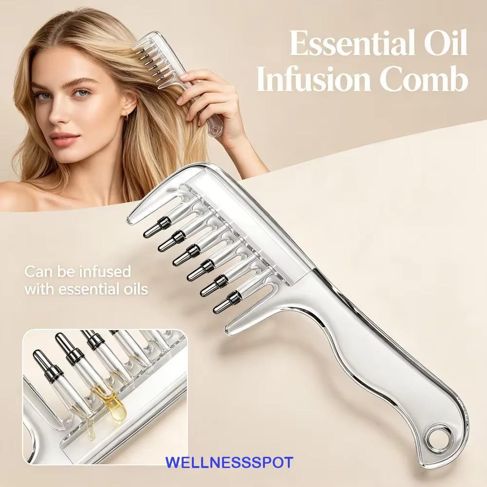 WELLNESSSPOT Mini Portable Head Applicator, Multi-Function Anti-Frizz Hair Firming Applicator, Salon Accessary Hair Care Scalp Nourish Anti-Static Massage Guide Liquid Comb Women