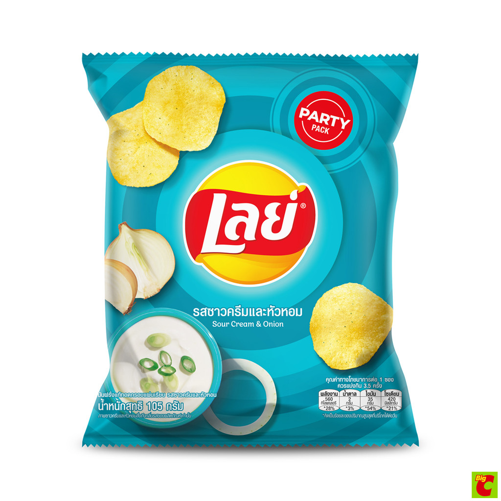 [สินค้าส่งด่วน] เลย์ คลาสสิก มันฝรั่งทอดกรอบแผ่นเรียบ รสซาวครีมและหัวหอม 105 ก.