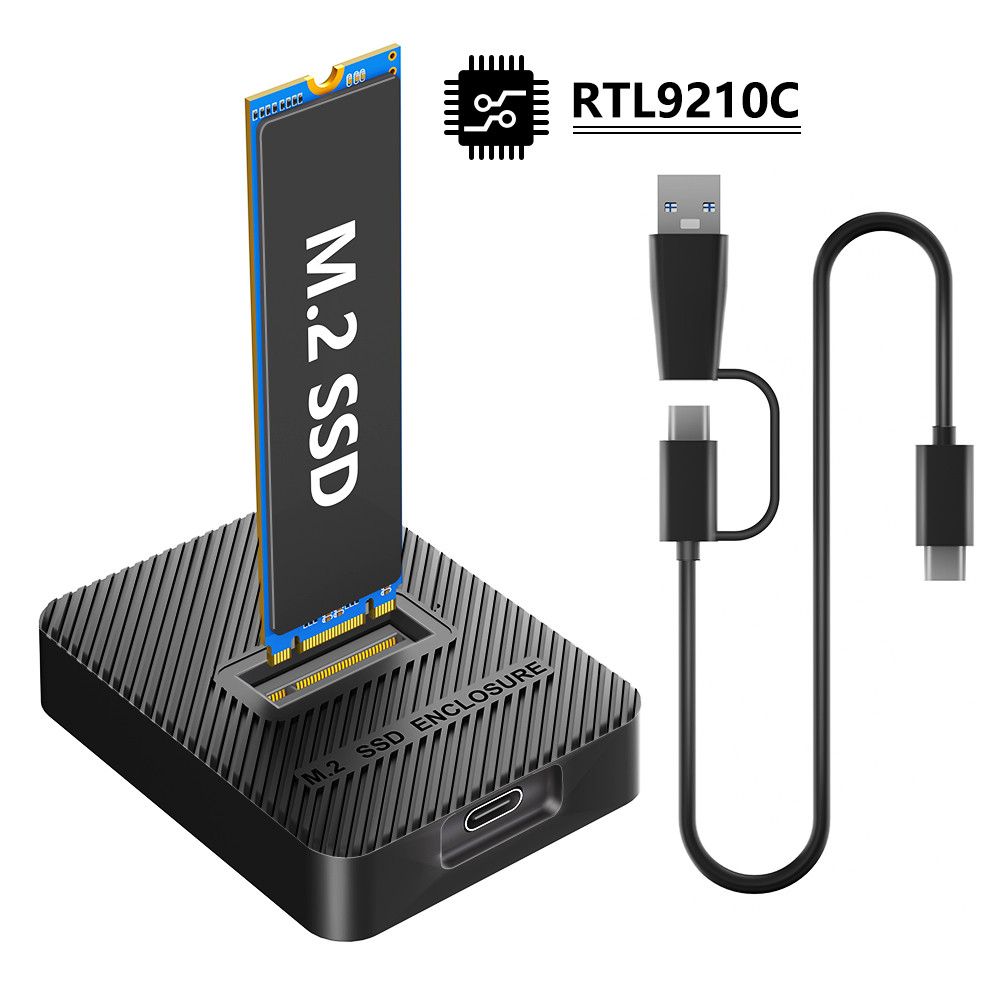 10Gbps M.2 SSD Enclosure, RTL9210C ชิป Dual Protocol NVMe & SATA M.2 SSD Reader M2 SSD กรณี