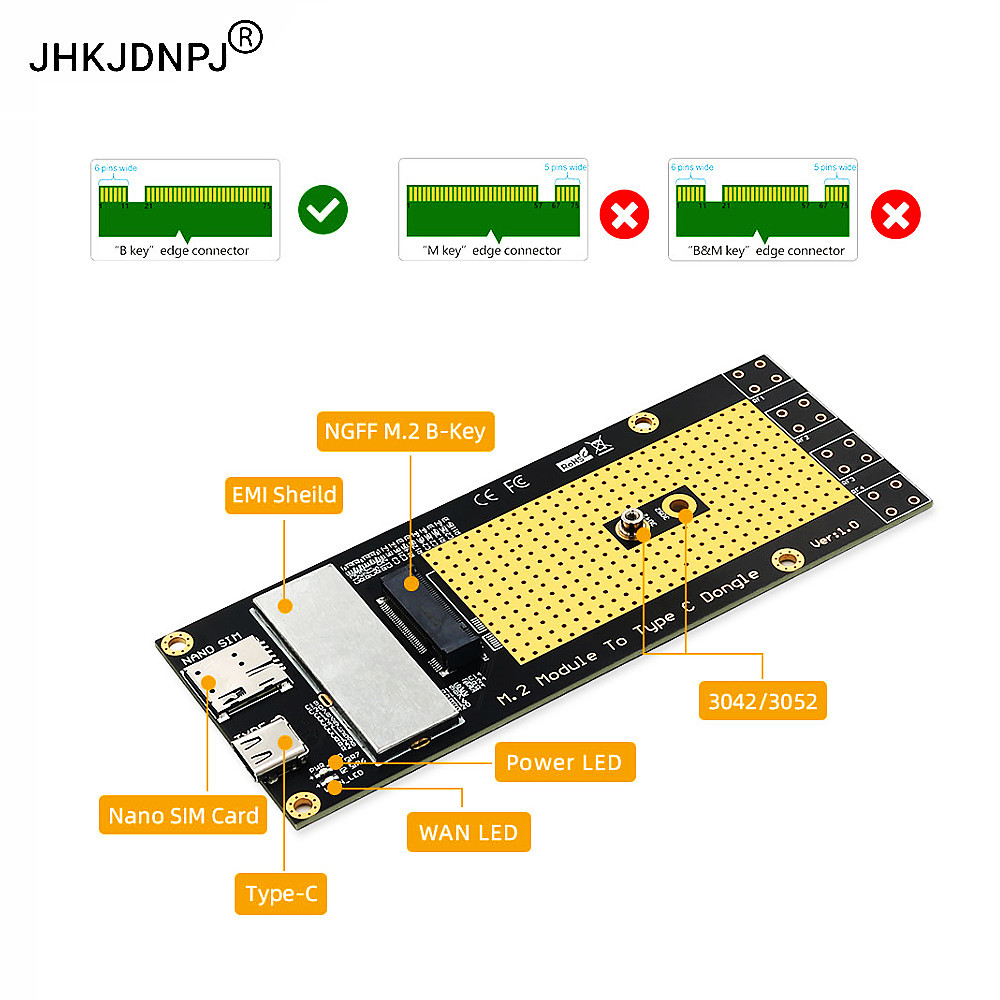 NGFF M.2 3G/4G/5G โมดูลประเภท C /USB 3.0 อะแดปเตอร์สําหรับ RM500Q/RM500U /GM800/ SIM8200 โมดูล