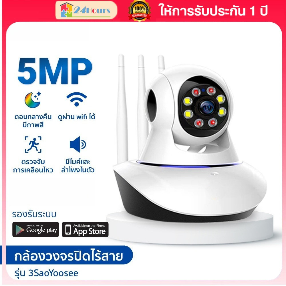 กล้องวงจรปิดไร้สาย HD 4MP กล้องวงจรปิด ภาษาไทย มองเห็นในที่มืด รองรับ SD สูงสุดถึง64GB