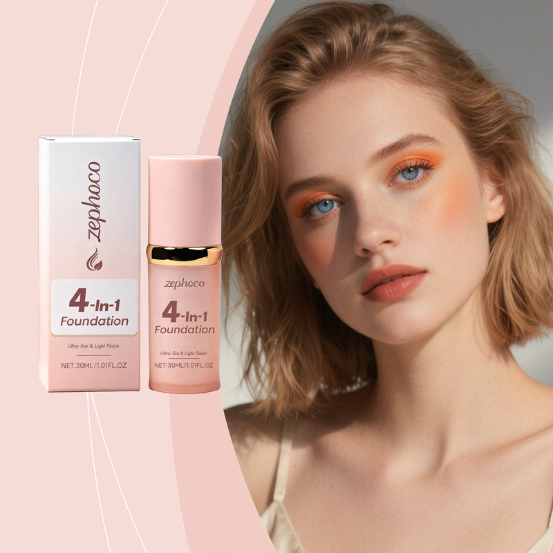 Four-in-One Multi-Effect Liquid Foundation บริการน้ําหนักเบา Hold Makeup Moisturizing คอนซีลเลอร์ธรร