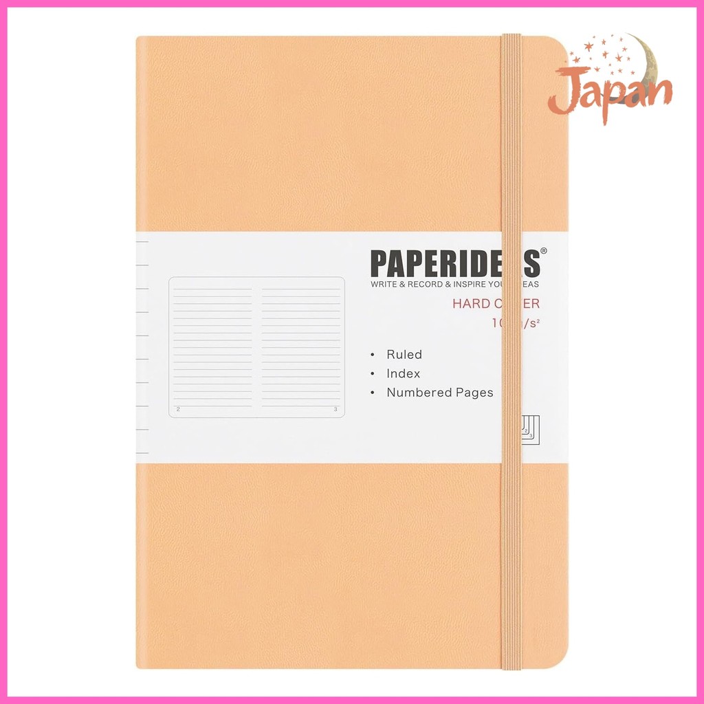 [Direct from Japan]PAPERIDEAS Notebook A5 Hardcover with Elastic Band, 100g High-Quality Paper, 180°