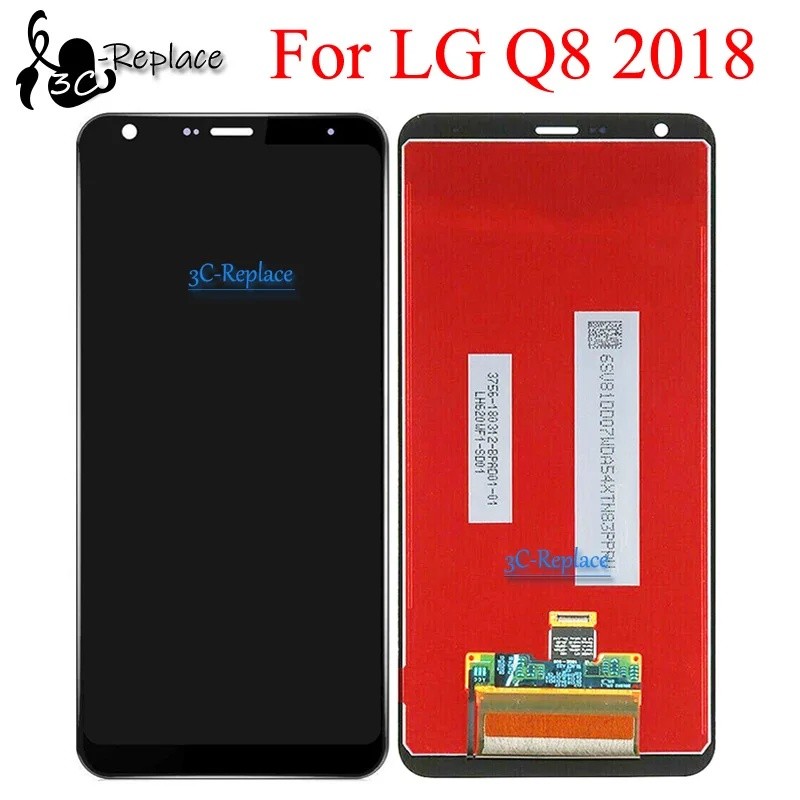 สีดํา 6.2 นิ้วสําหรับ LG Q8 2018 Q815L Q815S X800L Q815K Q815L LM-Q815K จอแสดงผล LCD Touch Screen Di