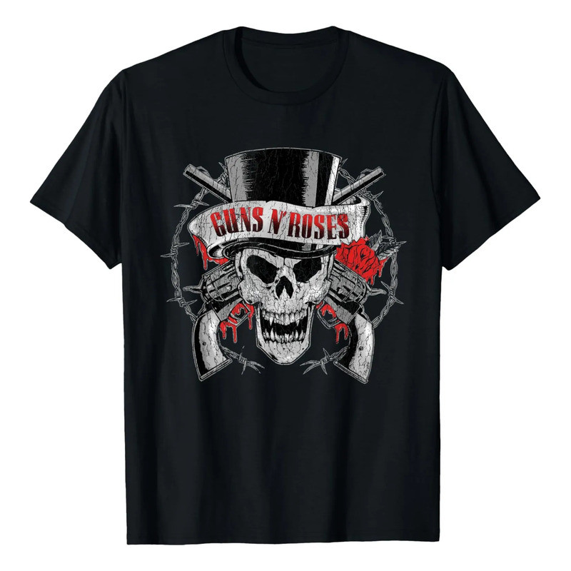 เสื้อยืด Guns N Roses Tophat Skull Roses
