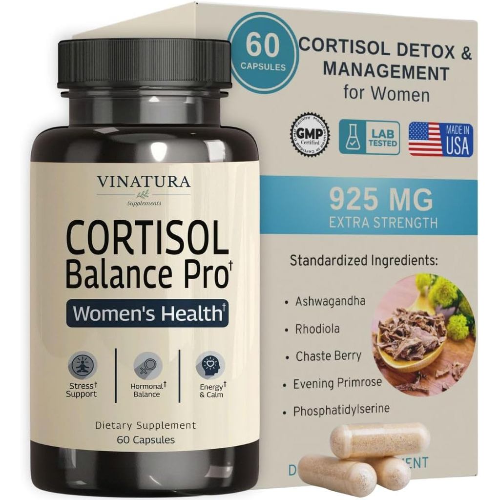 VINATURA Cortisol อาหารเสริมสําหรับผู้หญิง - Cortisol Detox and Management - Addle Support, Stress S