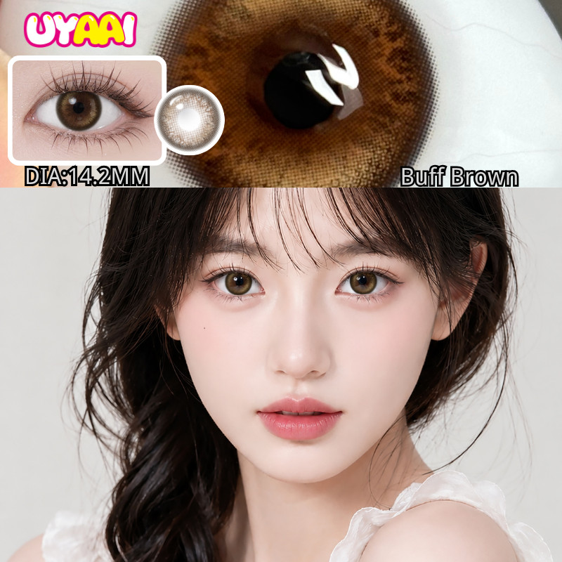 FDA-Approved คอนแทคเลนส์ UYAAI Blush Girl Series 14.2MM คอนแทคเลนส์สีน้ําตาล (อุปทาน 1 เดือน) คอนแทค