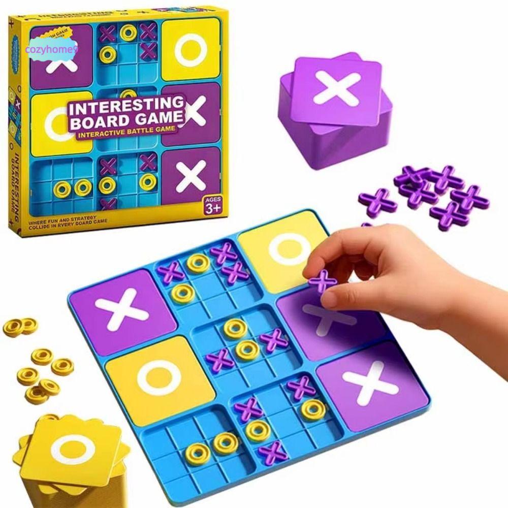 COZYHOME9 Tic Tac Toe Board Game, Creative Montessori Puzzle Table Game, ของเล่นเพื่อการศึกษาแบบพกพา