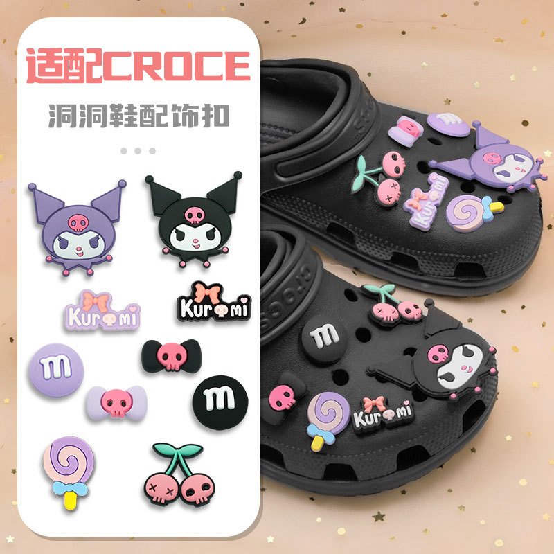 เหมาะสําหรับ Crocs Hole รองเท้า Kuromi รองเท้าดอกไม้อุปกรณ์เสริมการ์ตูน Crocs Melody อบเชยสุนัข diy 