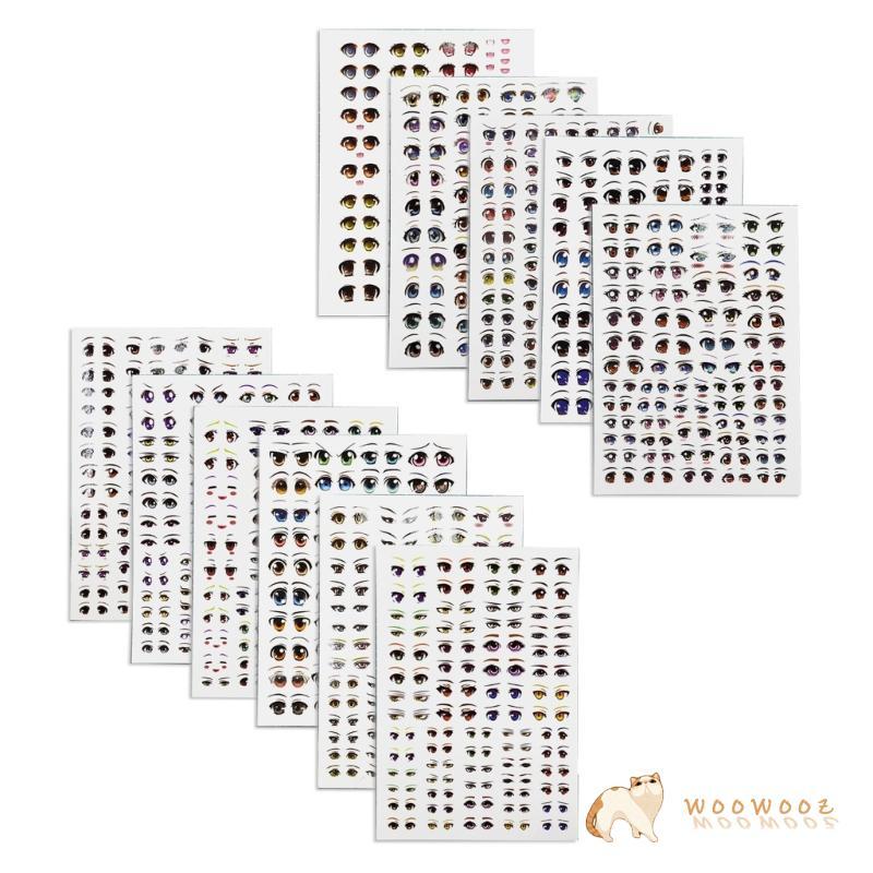 WOW 11 แผ่นสติกเกอร์ตา Eye Decals สติกเกอร์ใบหน้าตุ๊กตา Eyeball Eyes การ์ตูน Decals