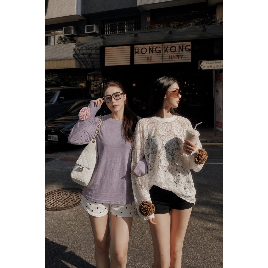 เสื้อแขนยาวคามิเลีย สีพื้น basic camellia long sleeved