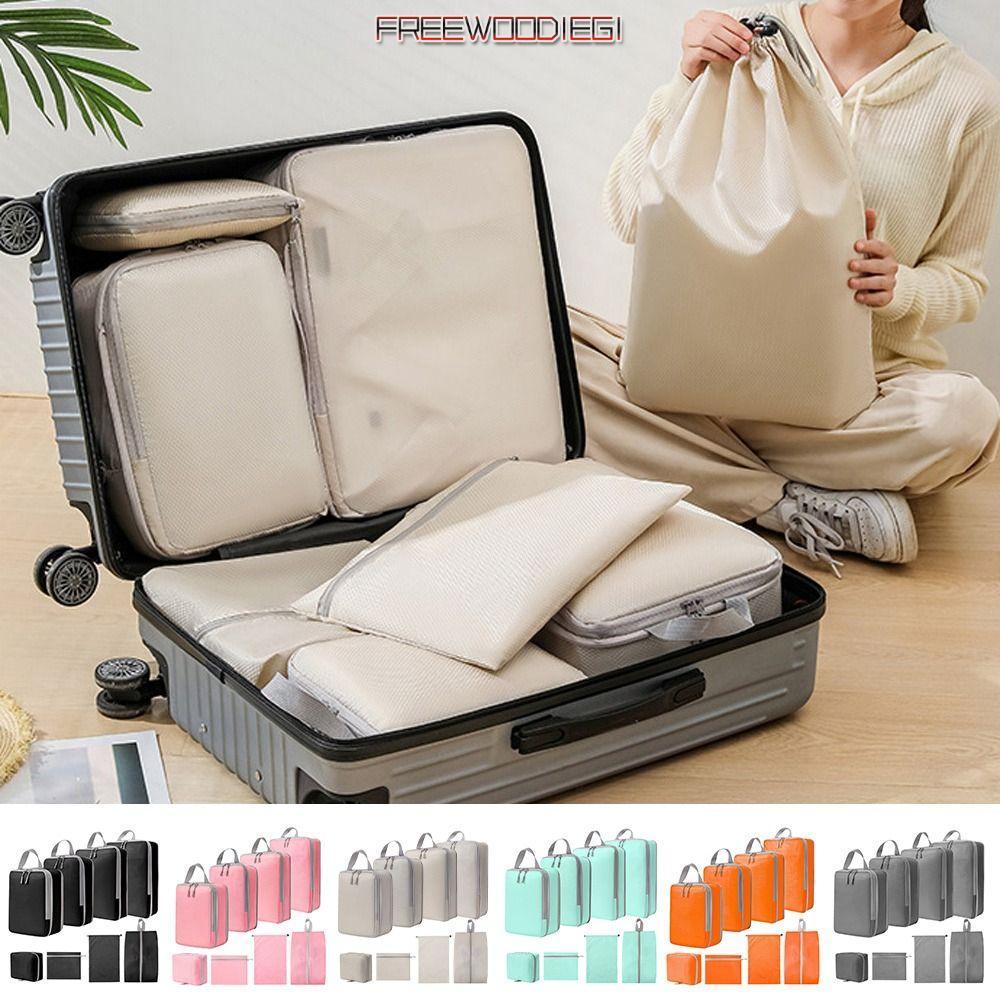 FREEWOODIEGI กระเป๋าแต่งหน้า, Compressed Home Organizer Travel Storage Bag Set, Fashion Three Piece 