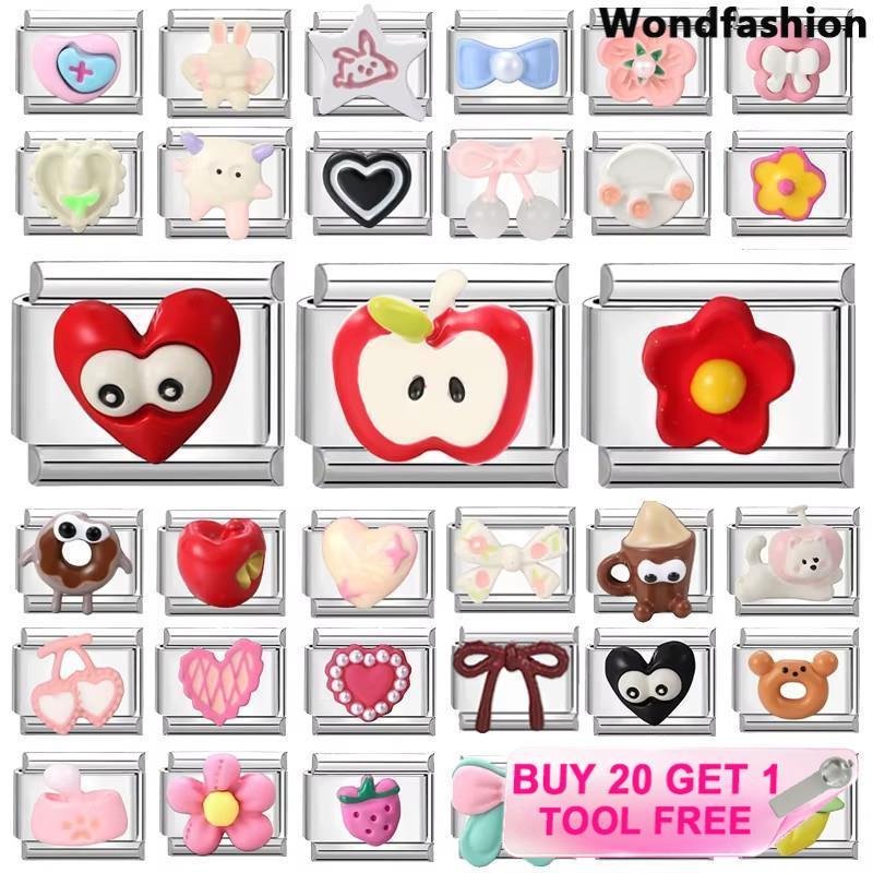 สร้อยข้อมือcharm สแตนเลสสไตล์อิตาเลียน ขนาด9มม. สำหรับDIYและเพิ่มบุคลิกภาพ