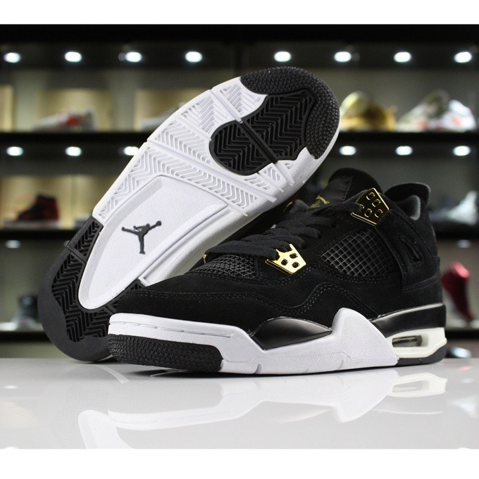 JORDAN AIR JORDAN 4 รองเท้าบาสเก็ตบอลย้อนยุคสีดําและสีทอง