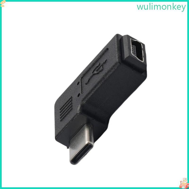WU Mini USB Female to USB C Male Converter Connector รองรับการชาร์จและซิงค์ข้อมูลอะแดปเตอร์ Type-C เ