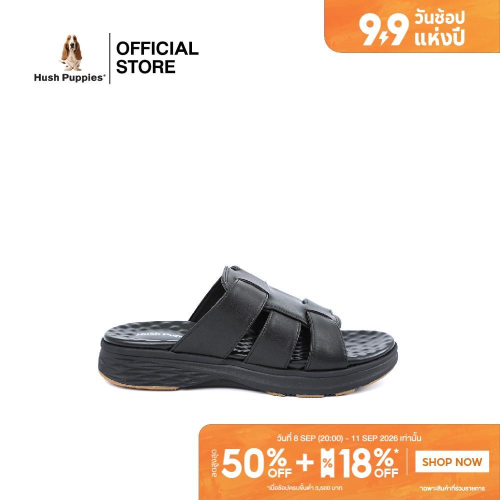 Hush Puppies รองเท้าผู้ชาย รุ่น HP 8HSFPP086A - สีดำ (รองเท้าแตะหนังสังเคราะห์แบบสวม)