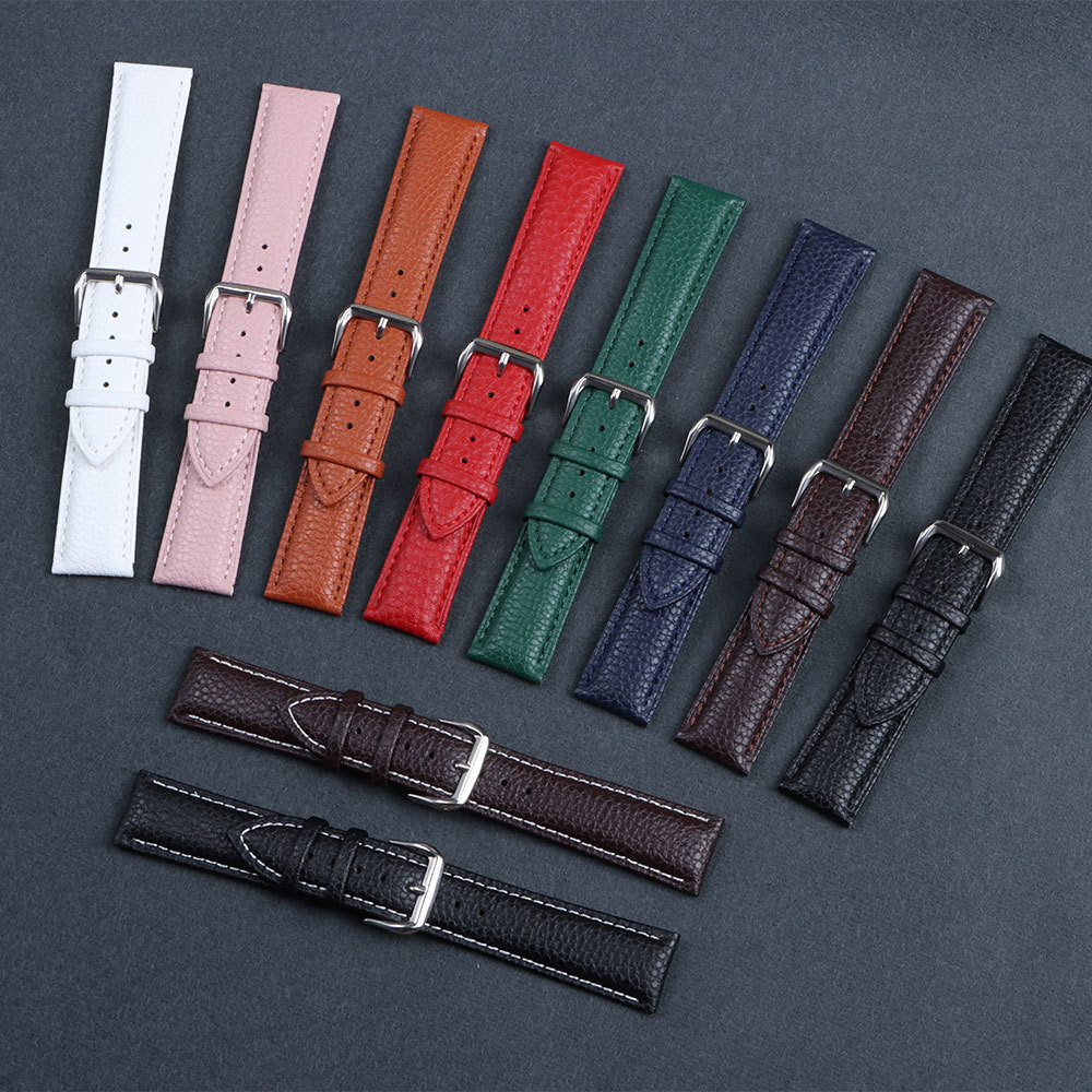 ลิ้นจี่ Grain Cowhide สายนาฬิกา 12/14/16/18/19/20/22/24 มม.VINTAGE Premium หนังแท้กันน้ํา Sweatproof Sport Diver สายนาฬิกา
