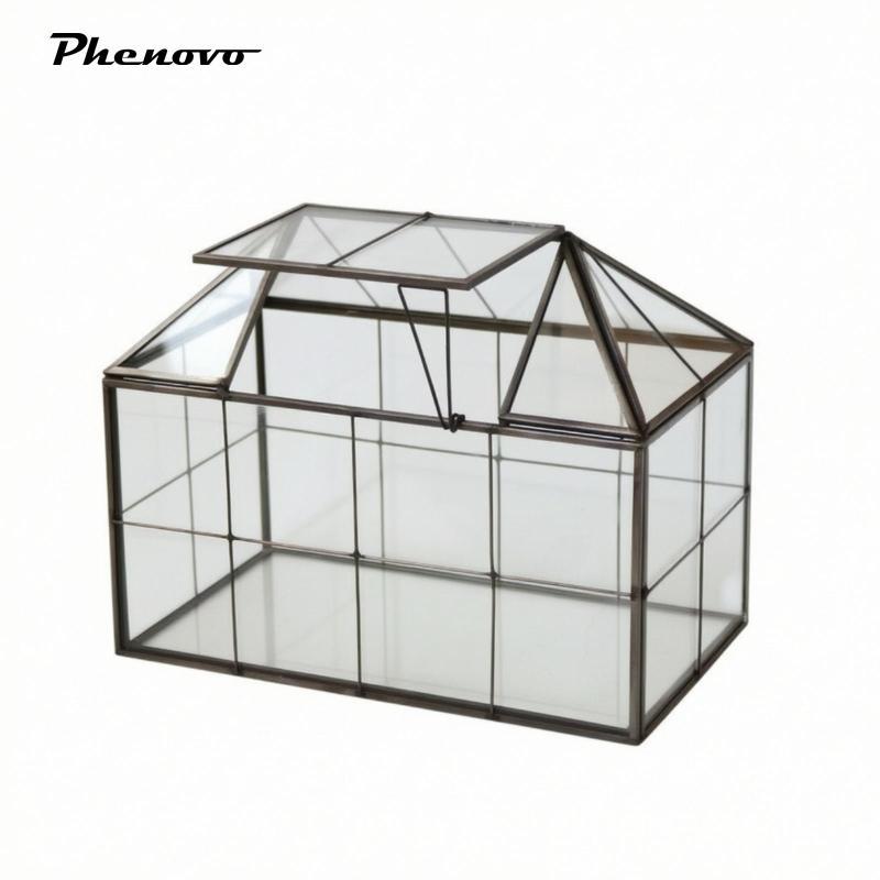 [chiwanji1jj] Terrarium พร้อมหลังคาบานพับตกแต่ง House-Shaped Terrarium แก้วเรือนกระจกกล่องแสดงใส Min