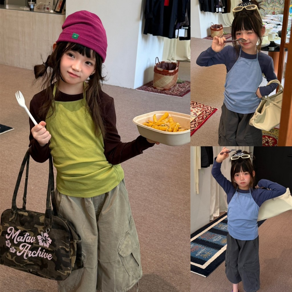 PRETTY BABY เสื้อแขนยาวเด็ก งาน 2 ชิ้น เสื้อแขนยาว+เสื้อคล้องคอ (2444)