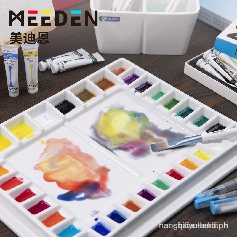 MEEDEN Medion สีน้ําเซรามิค Palette แบบพกพา Professional Art ภาพวาดสี Palette