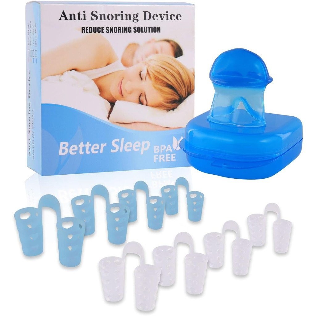 รีเทนเนอร์ลิ้นสําหรับป้องกันการนอนกรนซิลิโคนลิ้น Retainer,Belt8 Anti-Snoring Nasal Dilator,Reusable 
