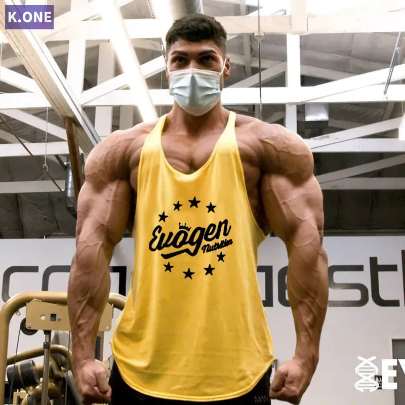 American Super Muscle Fitness Leisure เสื้อกั๊กแขนกุดกลางแจ้งวิ่งการฝึกอบรมกีฬาเสื้อยืดแขนกุด K.ONE 