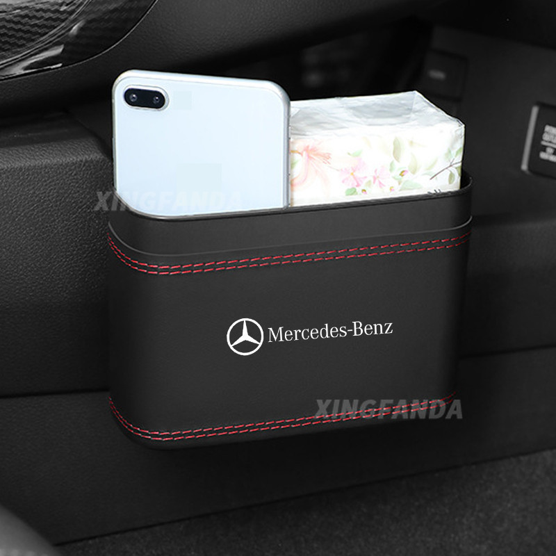 Mercedes Benz ถังขยะรถยนต์พร้อมฝาปิดขนาดเล็ก Leakproof รถ Mini หนังขยะสําหรับ Mercedes Benz C Class W207 W211 W205 W212 W204 W220 W206 W124 W213 W218 W222 อุปกรณ์เสริม - รูปที่ 3