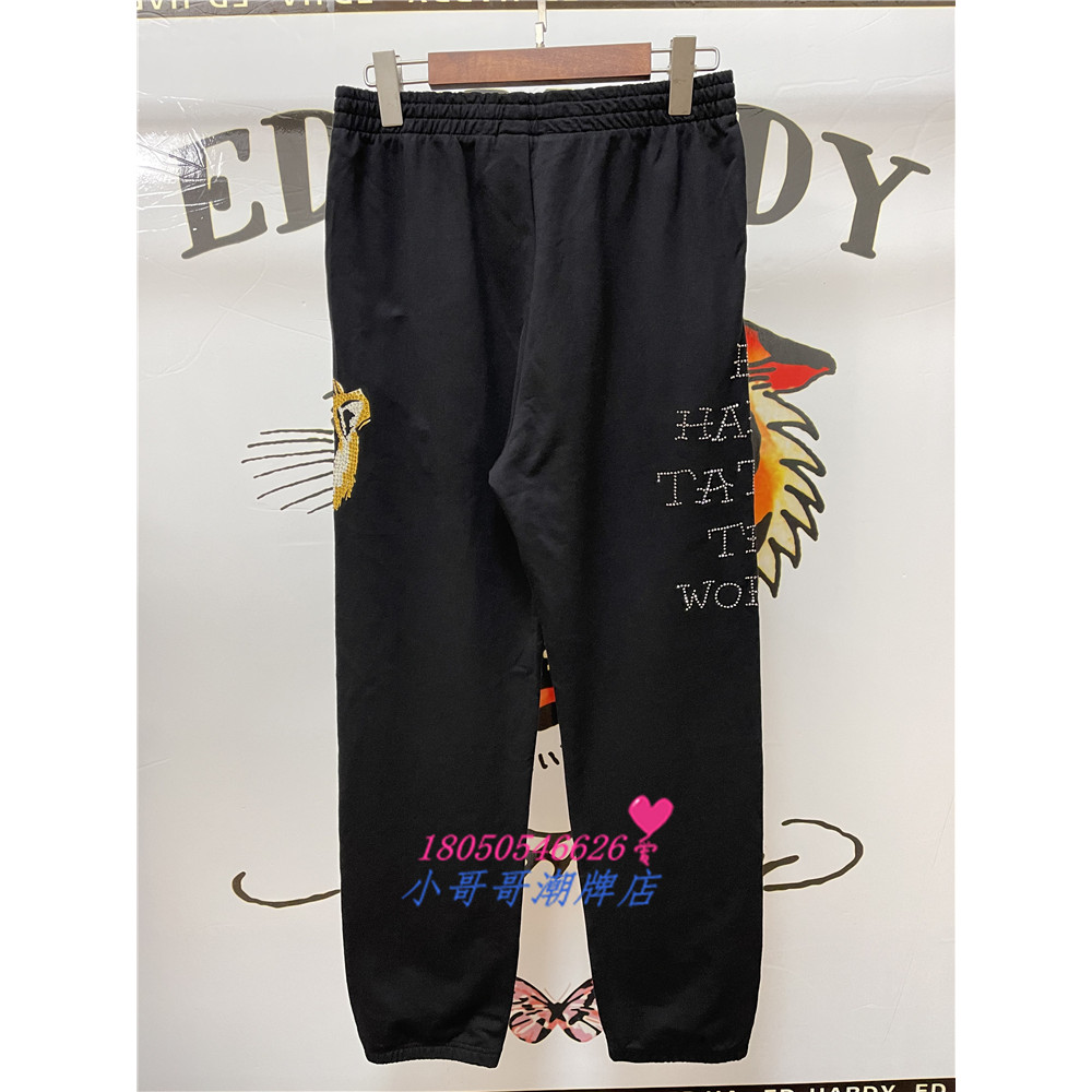 ED Hardy ฤดูร้อน พิมพ์ลายเสือ ผลิตจากผ้าฝ้ายแท้ กางเกงยืดหยุ่นสำหรับผู้ชายและผู้หญิง