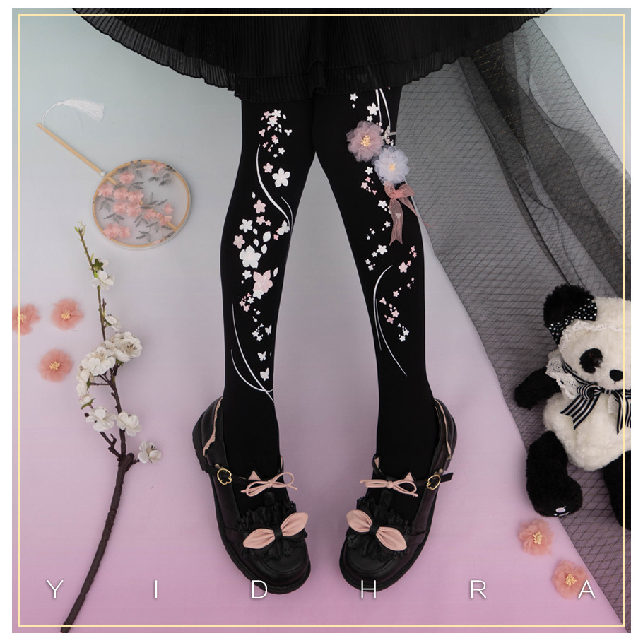 {Peach Blossom Fu} Yidhra Dream Witch Original Lolita การพิมพ์สามมิติสไตล์จีน Pantyhose