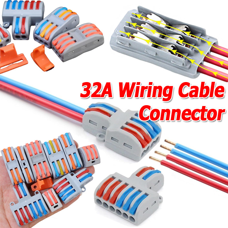 250V 32A Universal Compact สายไฟ / Push-in Fast Wire เทอร์มินัลไฟฟ้าบล็อก ราคา ถูกที่สุด ดีลบีเคเค
