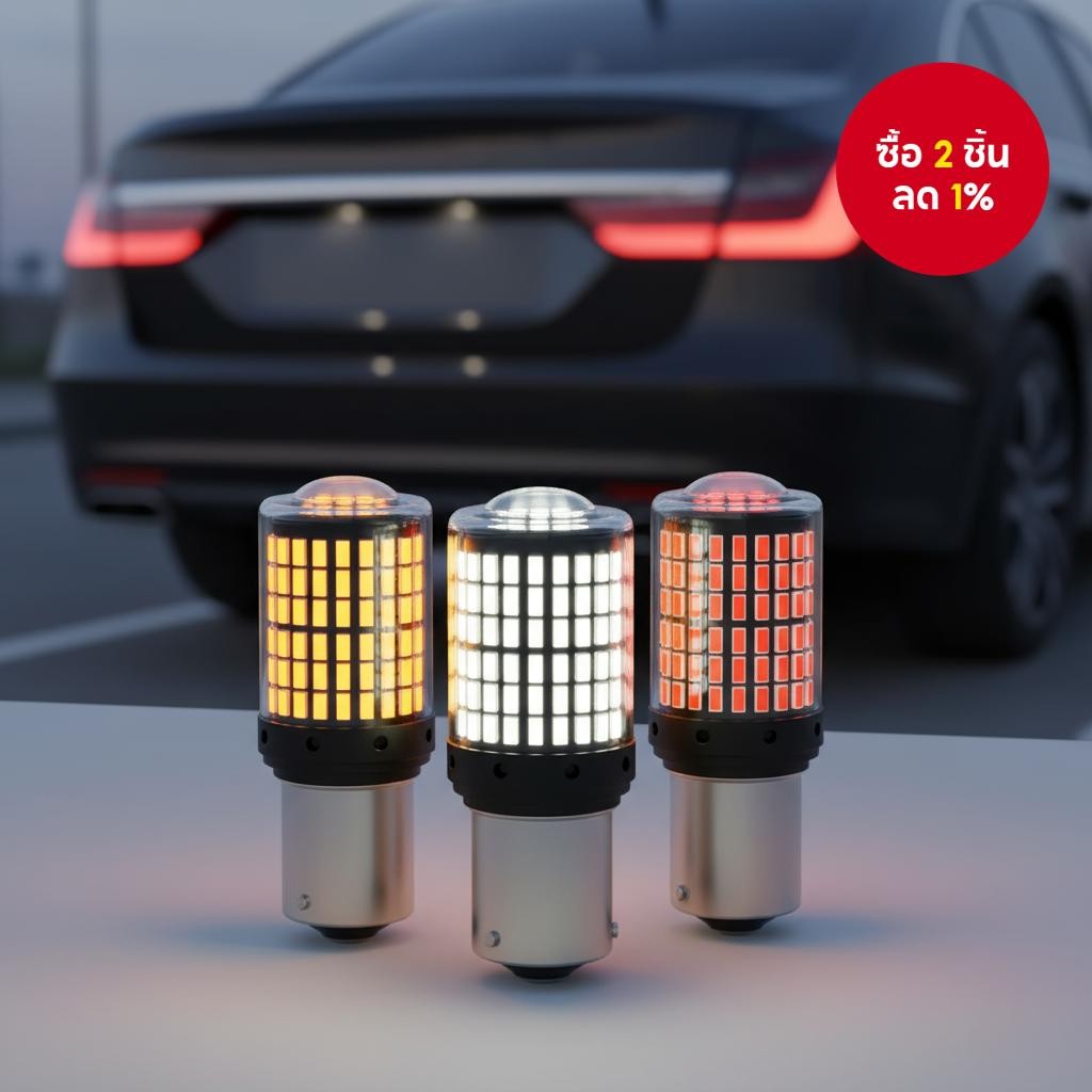 หลอดไฟ LED Canbus 144SMD 2 ชิ้น 1156 BA15S P21W BAU15S PY21W T20 7440 W21W 3157 1157 P21/5W