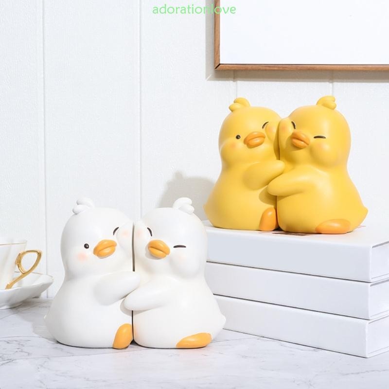 Ador 2 ชิ้นการ์ตูนเป็ดรูปร่าง Bookends Book End Book Stopper กันลื่น Bookends